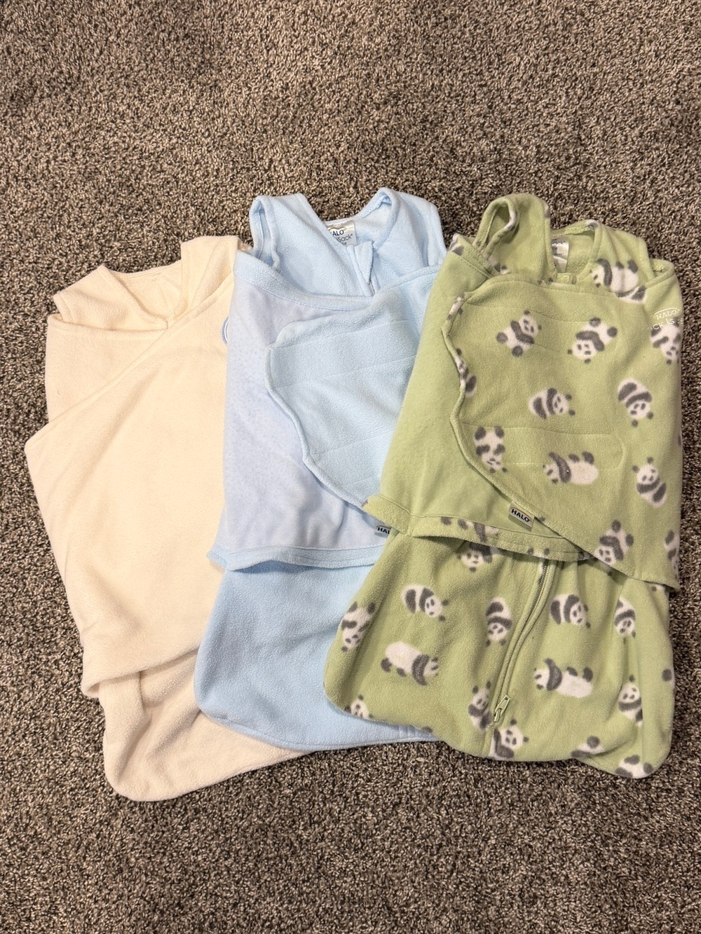 HALO Baby Sleep Sacks - Green Panda, Light Blue & Cream